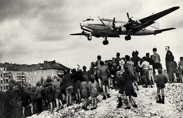 A Douglas C-54 landing in Berlin during the airlift, 1948.